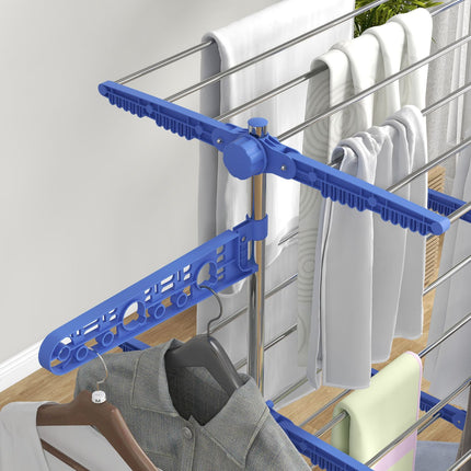 Folding 3-Tier Tumble Dryer with Wheels - Steel Blue