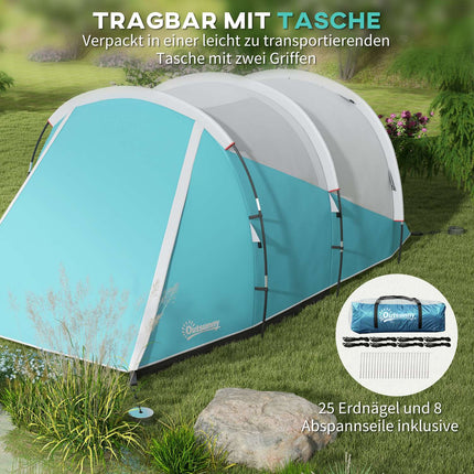 Campingzelt für 5 Personen, 2 Zimmer, wasserdicht, Tragetasche