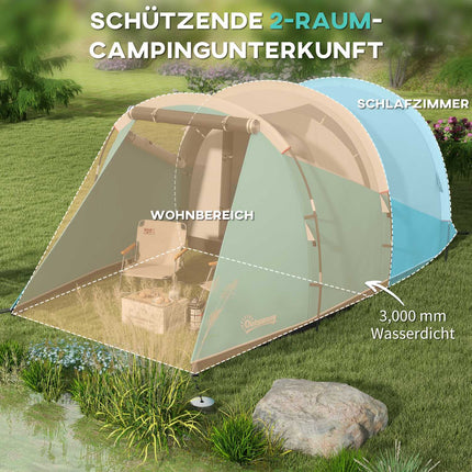 Campingzelt für 5 Personen, 2 Zimmer, wasserdicht, Tragetasche