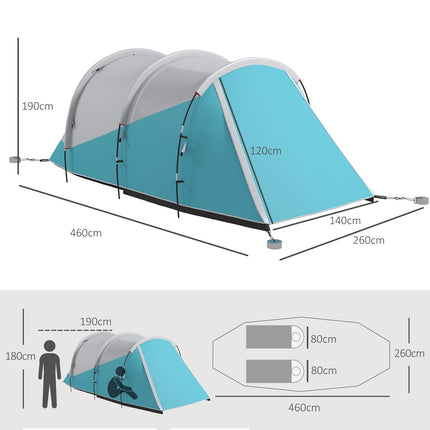 Campingzelt für 5 Personen, 2 Zimmer, wasserdicht, Tragetasche