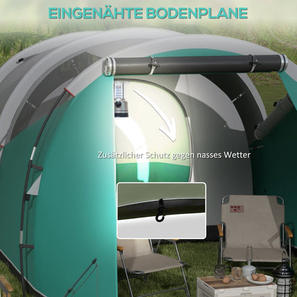 5-Personen-Familienzelt, 2 Räume, wasserdicht, grün