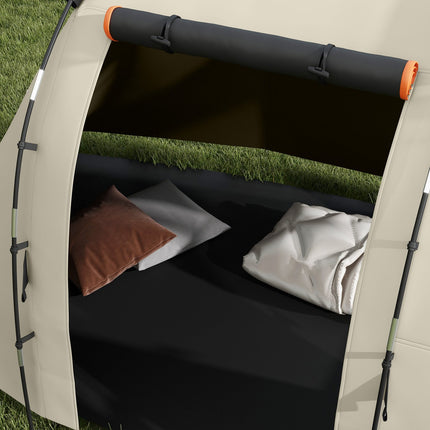Camping-Tunnelzelt - 5 Personen, 2 Räume, Khaki, wasserdicht