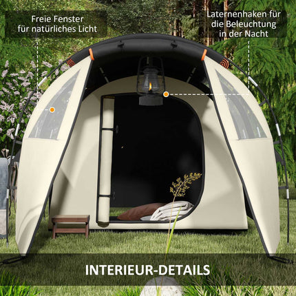 Camping-Tunnelzelt - 5 Personen, 2 Räume, Khaki, wasserdicht
