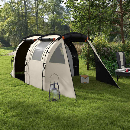 Camping-Tunnelzelt - 5 Personen, 2 Räume, Khaki, wasserdicht