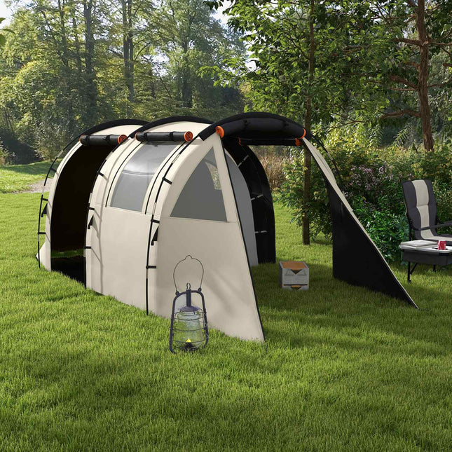 Camping-Tunnelzelt - 5 Personen, 2 Räume, Khaki, wasserdicht