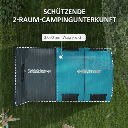 Campingzelt für 6 Personen – 2 Räume, leicht, 3000 mm, grau