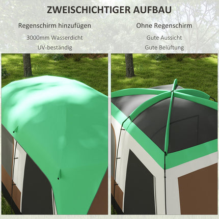 8-Personen-Tunnelzelt mit Lichthaken und Netz