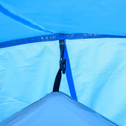 Light blue tunnel camping tent for 2-3 with sticks & fiberglass