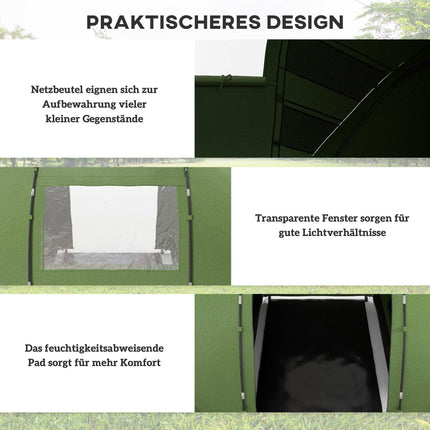 Tunnel Tent for 4-6 People, Waterproof 2000mm, Green