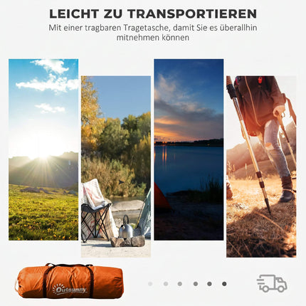 Tunnelzelt für 4-6 Personen, Wasserdicht 2000mm, Orange