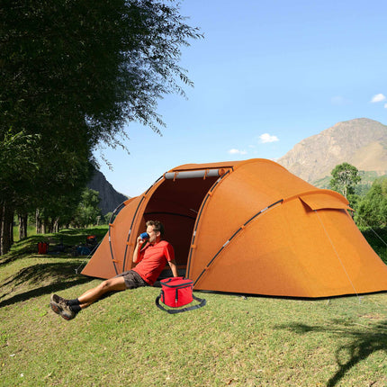 Tunnelzelt für 4-6 Personen, Wasserdicht 2000mm, Orange