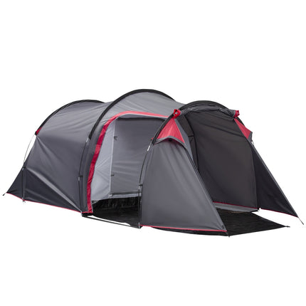 Tunnel camping tent for 2-3 people, fiberglass, grey