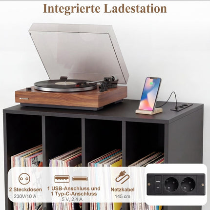 Turntable Stand with Charging Station & 4 Dividers