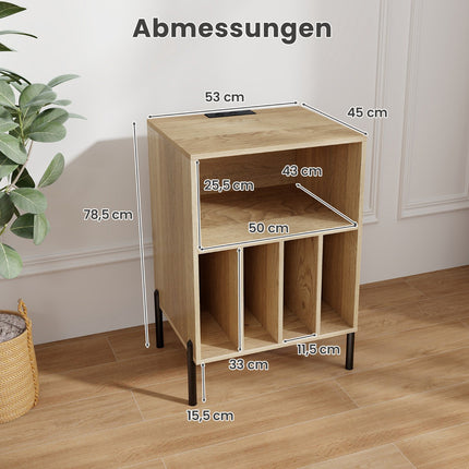 Plattenspielerständer mit Ladestation & Ablagefächern