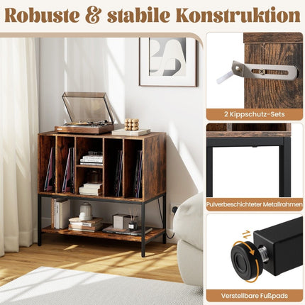 Turntable Stand with Charging Station & Vinyl Storage