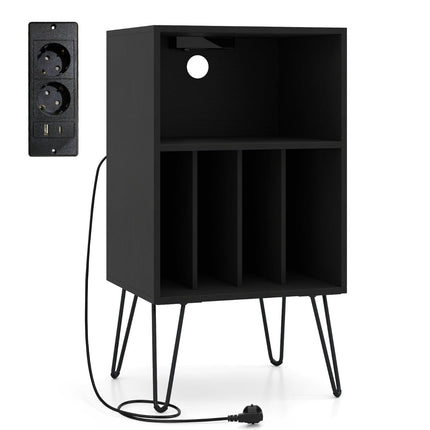 Plattenspieler-Ständer mit Ladestation & Vinyl-Aufbewahrung