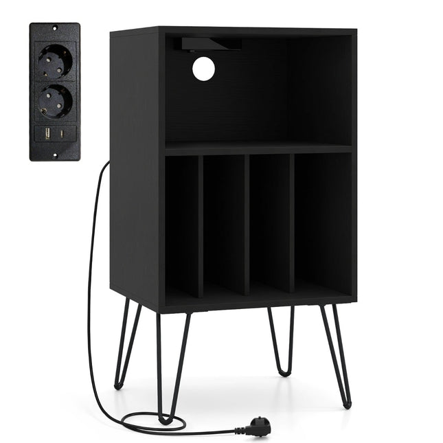 Stojan na gramofon s nabíjecí stanicí a úložným prostorem na desky