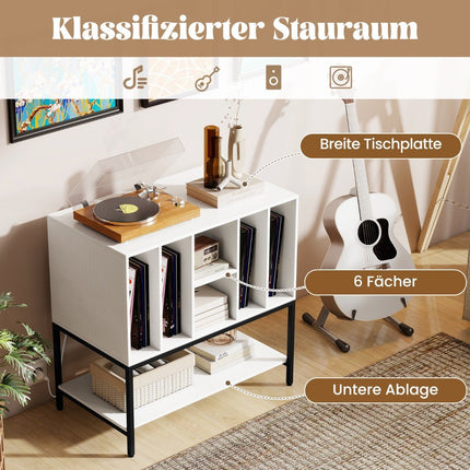Turntable Stand with Charging Station & Vinyl Storage