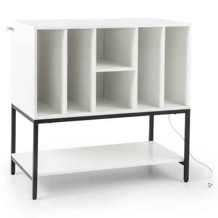 Turntable Stand with Charging Station & Vinyl Storage