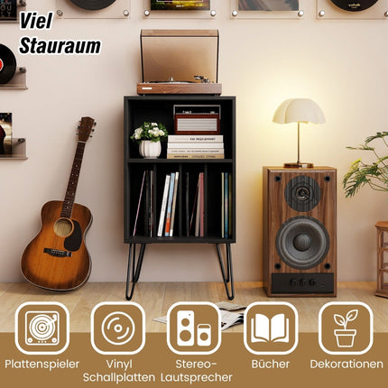Plattenspieler-Ständer mit Ladestation & Vinyl-Aufbewahrung