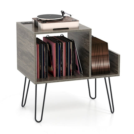 Turntable Stand with Charging Station and Dividers, Gray
