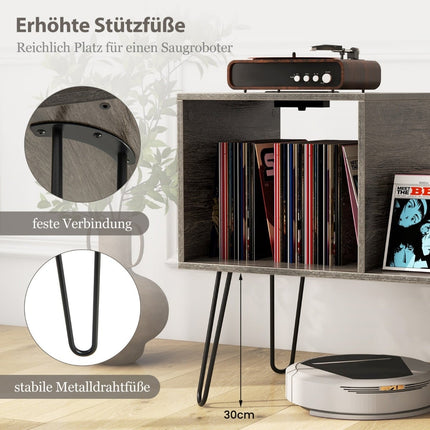 Turntable Stand with Charging Station and Dividers, Gray