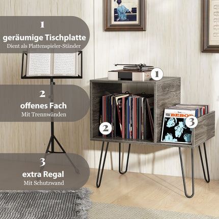 Turntable Stand with Charging Station and Dividers, Gray