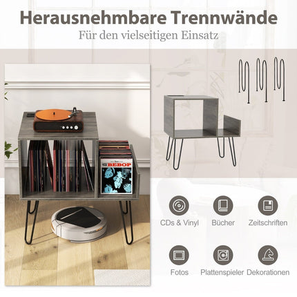 Turntable Stand with Charging Station and Dividers, Gray