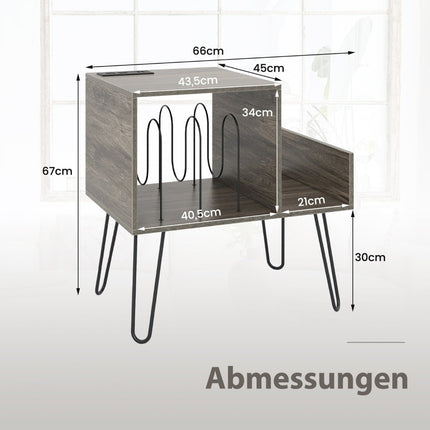 Turntable Stand with Charging Station and Dividers, Gray