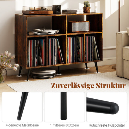 Plattenspieler-Ständer mit Vinyl-Aufbewahrung, Rustikales Braun