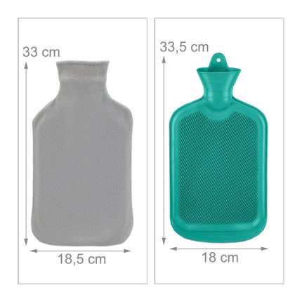 Türkise Wärmflasche mit Bezug, 1,5L