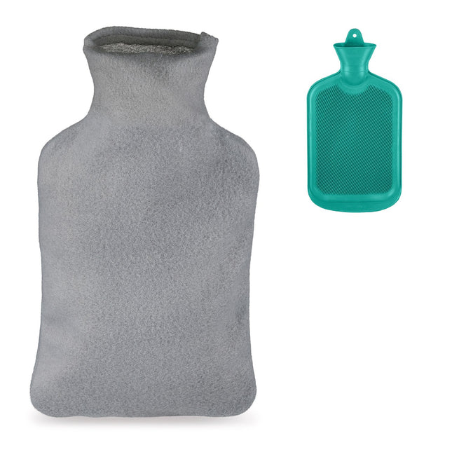 Türkise Wärmflasche mit Bezug, 1,5L