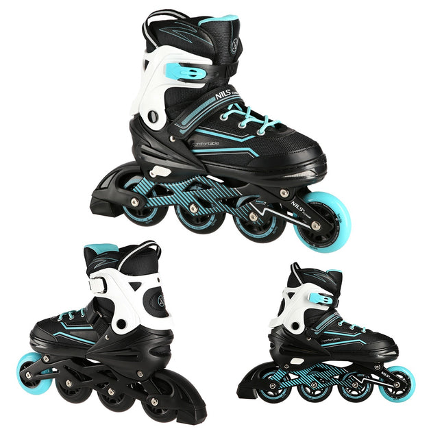 Türkisfarbene Inlineskates, Größe M (35-38)