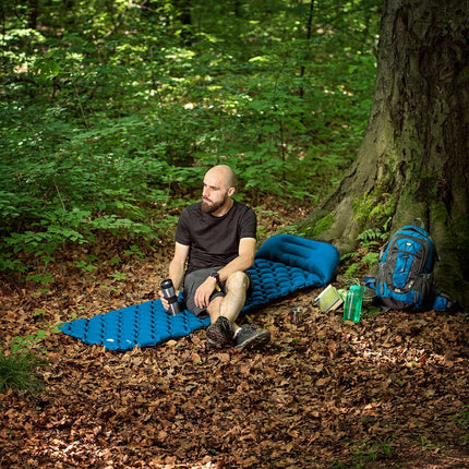 Turquoise Tourist Mat with Pump, Compact & Lightweight
