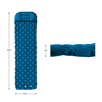 Turquoise Tourist Mat with Pump, Compact & Lightweight