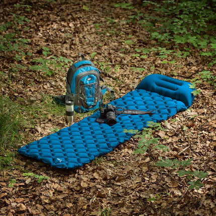 Turquoise Tourist Mat with Pump, Compact & Lightweight