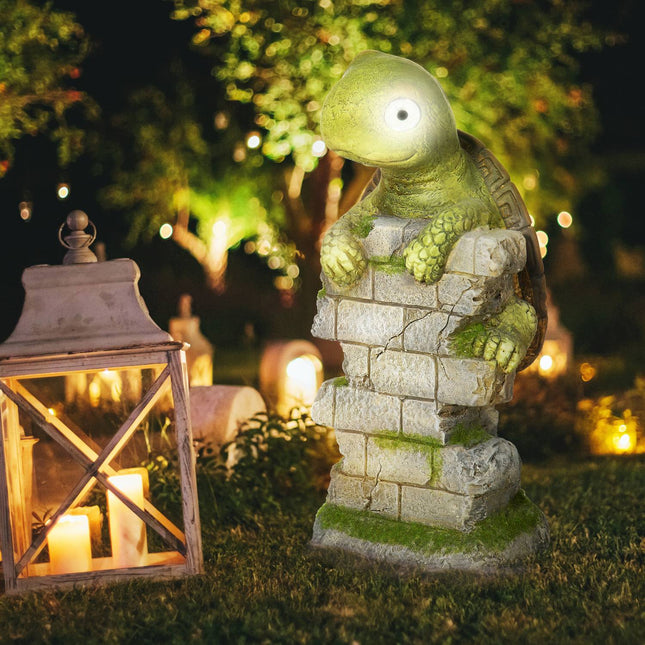 Schildkröten-Gartenskulptur mit LED-Solarleuchte, 14,5 Zoll
