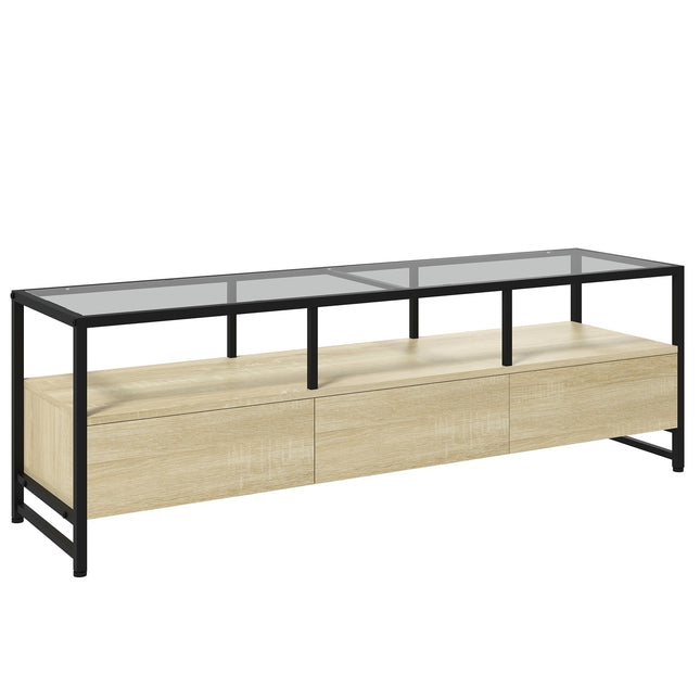 TV-Schrank aus Eiche für Geräte bis 65 Zoll mit Stauraum
