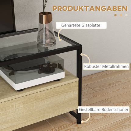 TV-Schrank aus Eiche für Geräte bis 65 Zoll mit Stauraum
