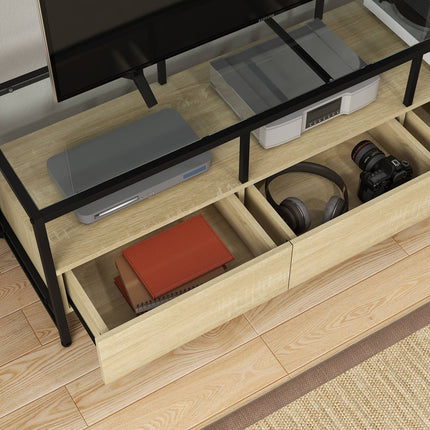 TV-Schrank aus Eiche für Geräte bis 65 Zoll mit Stauraum