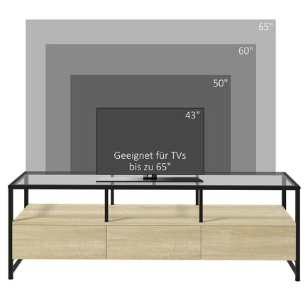 TV-Schrank aus Eiche für Geräte bis 65 Zoll mit Stauraum