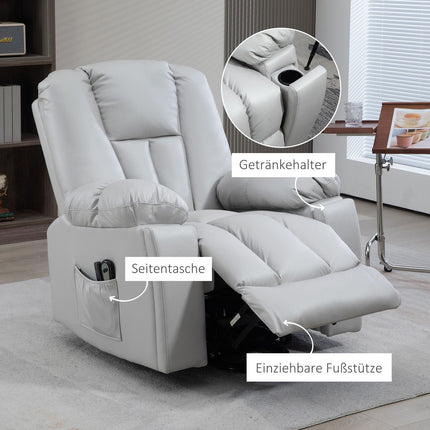 Elektrischer Relaxsessel - Massage, Federkern, Hellgrau