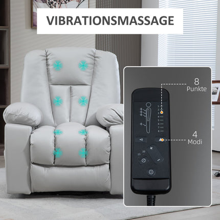 Elektrischer Relaxsessel - Massage, Federkern, Hellgrau