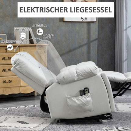 Elektrischer Relaxsessel - Massage, Federkern, Hellgrau