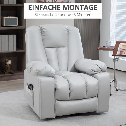 Elektrischer Relaxsessel - Massage, Federkern, Hellgrau