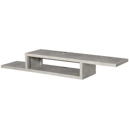 Hanging TV Lowboard; Cement gray multimedia shelf