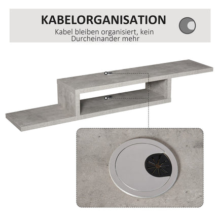 Hanging TV Lowboard; Cement gray multimedia shelf