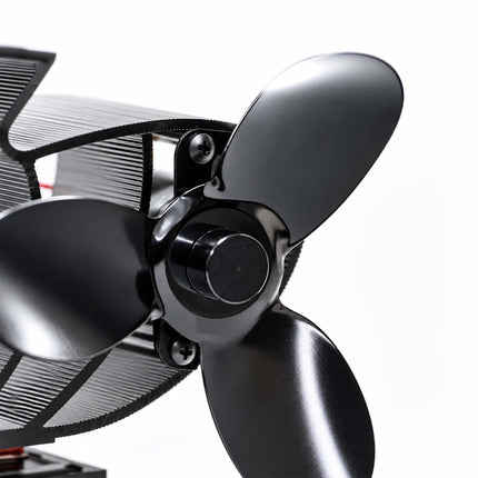 Twin Motor Stove Fan with 6 Blades, No Power Needed, Quiet, Black