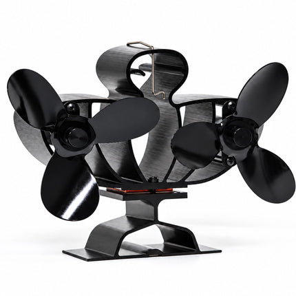 Twin Motor Stove Fan with 6 Blades, No Power Needed, Quiet, Black