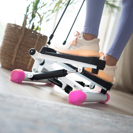 Twist stepper s lany, kompaktní cvičební vybavení, růžová